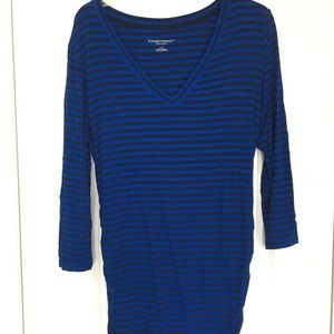 Blue/Black striped maternity shirt